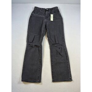 Rollas Original High Rise Straight Distressed Jeans Faded Black Size 30 NEW